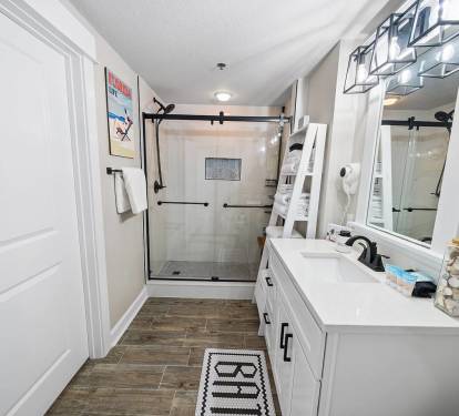 Brand new remodeled bathroom with walk in shower!  