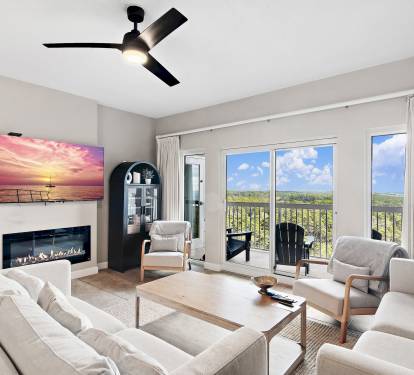 Cozy up next to the fireplace as you watch your favorite movie on cool evenings!