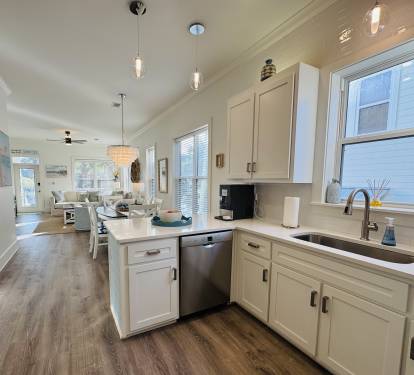 Sunnyside's kitchen offers ample space for preparing meals together as a family.