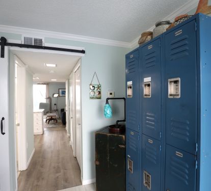 Lockers were found in the fishing village of Bayou La Batre. The trunk table was found in southern Alabama antique shop.