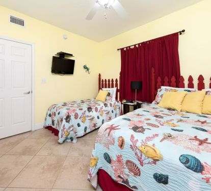 2nd bedroom includes 2 beds. A Queen sized bed and twin.