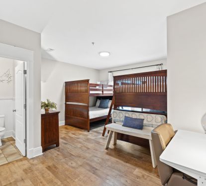 Kids and teens love the custom bunk room with two full-over-full bunks. Perfect for cousins, friends, or siblings to make memories together. Adults don't mind it either! Comfort meets fun in this guest-favorite space.