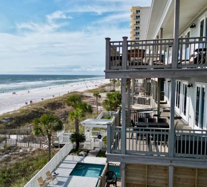 Enjoy your own expansive private deck with big Gulf views&mdash;larger than most condos. Perfect for outdoor dining, lounging, or sunset drinks, this exclusive space gives your group room to spread out in comfort while still steps from the sand and pool.