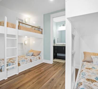 first floor bunk room with bathroom