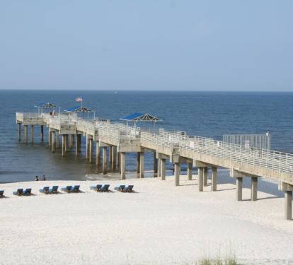 view of private fishing pier from balcony