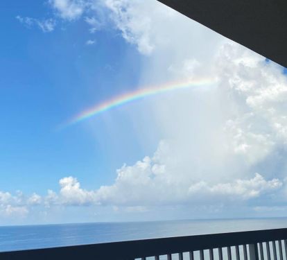Rainbows are seen often when rain moves into the area.