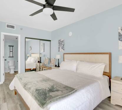 Queen Bedroom with attached washroom.