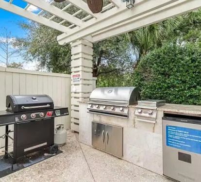 Pool deck and grills are right next to the unit.