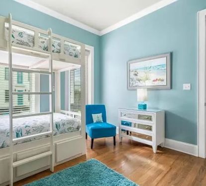 2nd floor bunk room with 4 twins and bath.