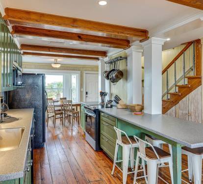 Great kitchen layout with additional seating at island bar.