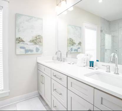Bath 2, double vanity, large tile shower