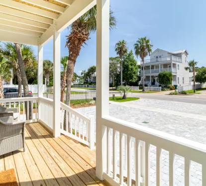 Peaceful front porch sitting area