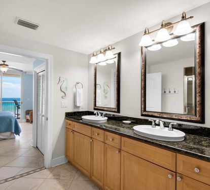 The large primary bath has double sinks,  jacuzzi tub, walk in shower!