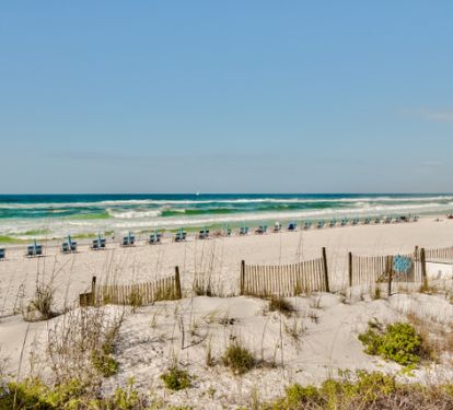 We provide four beach chairs with 2 umbrellas set up for you by the water daily!