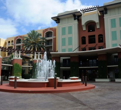 There are spacious parking garages on both sides of the lavish entrance!