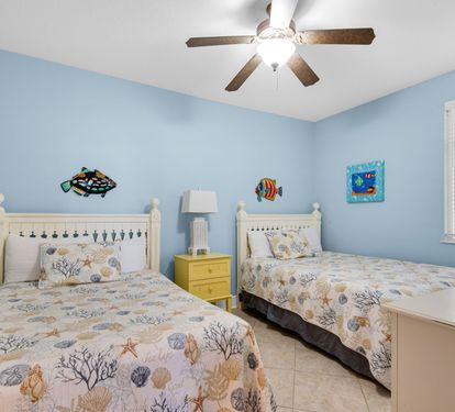 Our large 4th bedroom has a queen and a full with great closet space!