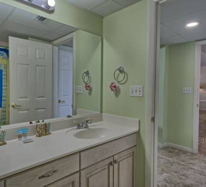 Master bath next to large walk in master closet. Lots of storage and clean/neat