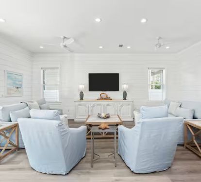 Encore's first-floor living room offers a blend of style and comfort