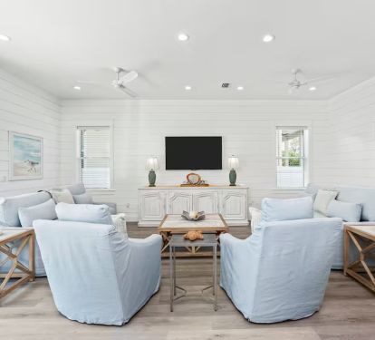 Encore's first-floor living room offers a blend of style and comfort