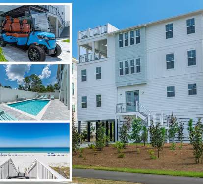 Sleeps 18! Located in 30A, and just 0.6 Miles from beautiful sugar sand beaches!