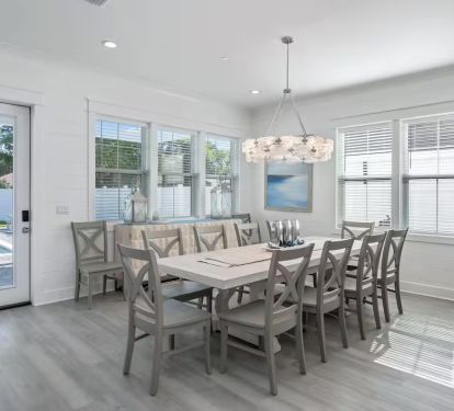 stylish dining area accommodates up to 10 at its main dining tables