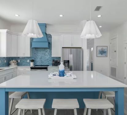 beautiful quartz island for grab-and-go meals