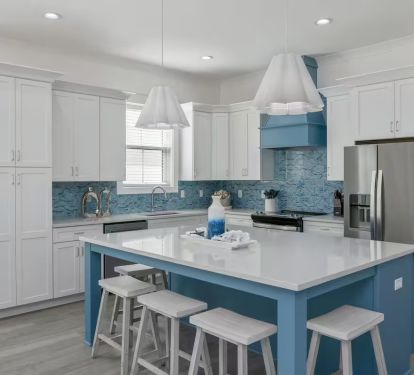 beautiful quartz island for grab-and-go meals