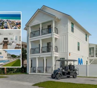 Eight bedrooms, less than one block from the beach