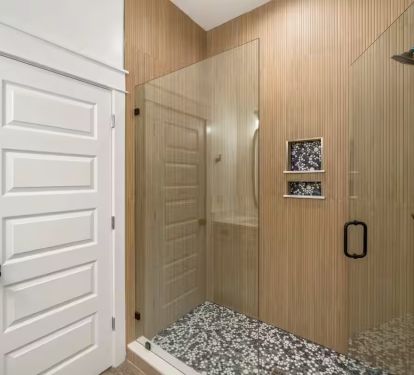 Bedroom 1 Private Bath Pic 2: quartz vanity with frameless glass shower
