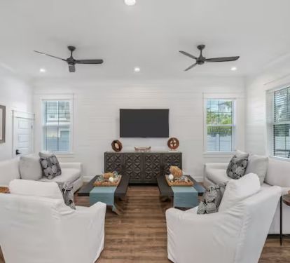 Features a perfect blend of coastal comfort and designer grade furnishings