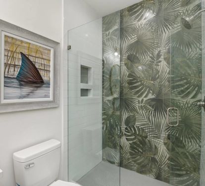 Bedroom 1 Bath Pic 2: Private bath with frameless glass shower and quartz vanity