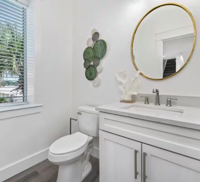 Living room floor half bath for easy access