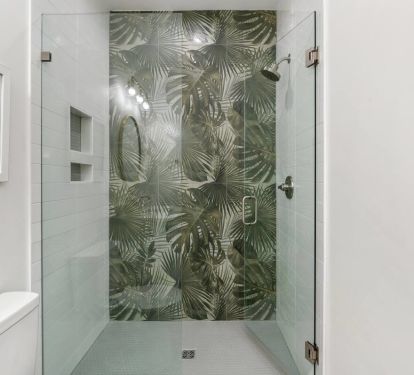 Bedroom 2 Bath Pic 2: Private bath with frameless glass shower and quartz vanity