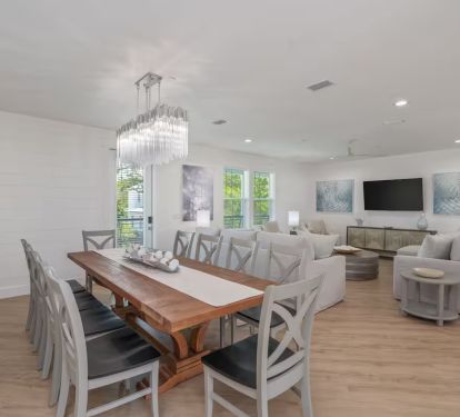 Harmony's dining table comfortably sits 10, plus additional seating at the kitchen island for family meals!