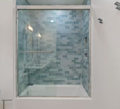 Bedroom 1 Bath Pic 2: Double quartz vanity with shower tub combo