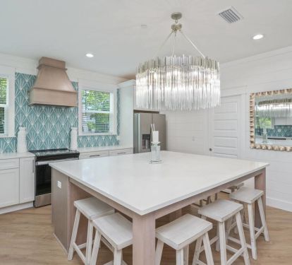 Harmony's kitchen island is perfect grab and go meals or family game nights!