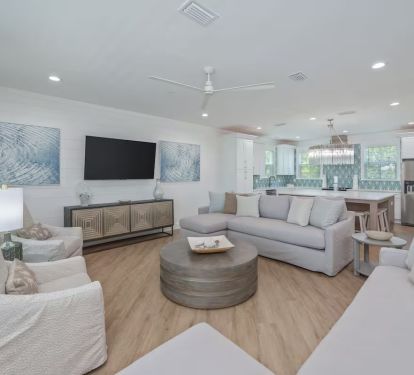 Two living room areas give plenty of space for the whole family to relax!