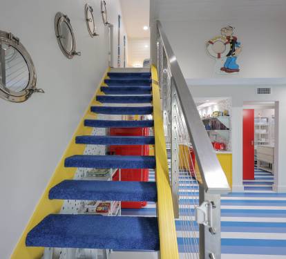 Playful Popeye-themed touches throughout the home add personality and charm.