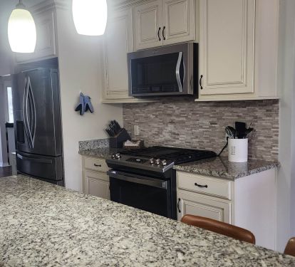 Kitchen island is perfect for quick grab and go meals