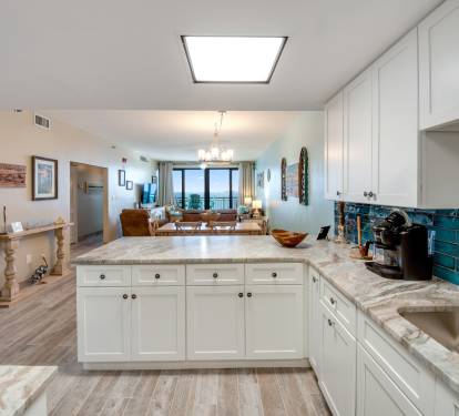newly updated kitchen and appliances including microwave, Keurig coffee pot, and air fryer
