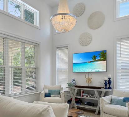 Super comfortable furniture and smart TV with both cable and streaming