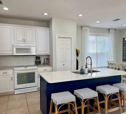 Kitchen island is perfect for quick grab and go meals