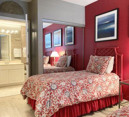The Red room connects to hall guest bathroom