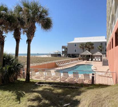 Beautiful beach-side pool with restrooms close by.
