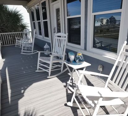 Front porch perfect for watching the waves, rocking and sipping sweet tea