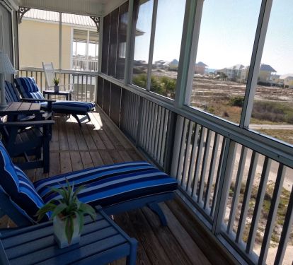 Screened-in porch on 2nd floor outside Master &amp; 2nd Bedroom, beautiful Gulf View