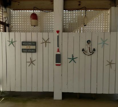 Parking level outside shower/changing area