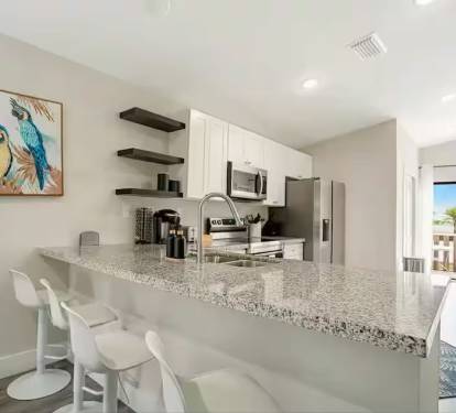 Kitchen island is perfect for quick grab and go meals