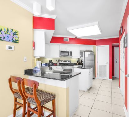 Kitchen island is perfect for quick grab and go meals