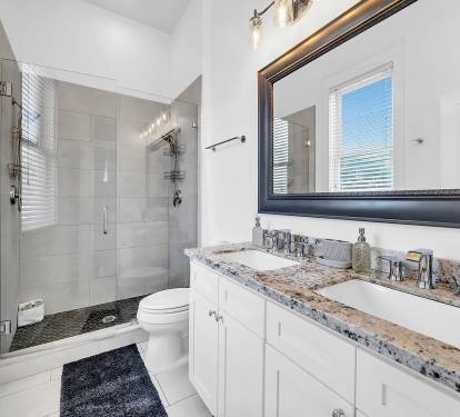 Primary bathroom with double shower heads